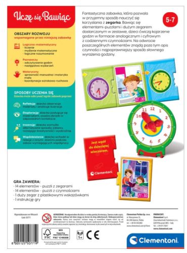 Oktatójáték: Hány óra van? Órajáték és tanulj lengyel nyelvet Clementoni 50771