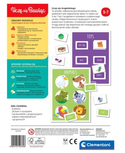 Oktatójáték Angolul tanulok Játssz és tanulj lengyel nyelvet Clementoni 50769