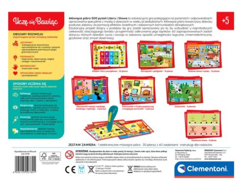 Beszélőtoll 500 Kérdések Betűk és szavak Tanulj szórakozás közben Lengyel nyelv Clementoni 50780