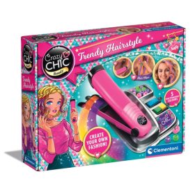   Crazy Chic hajfestő készlet: Őrült frizurák hajegyenesítővel és gyöngyökkel Clementoni 18773