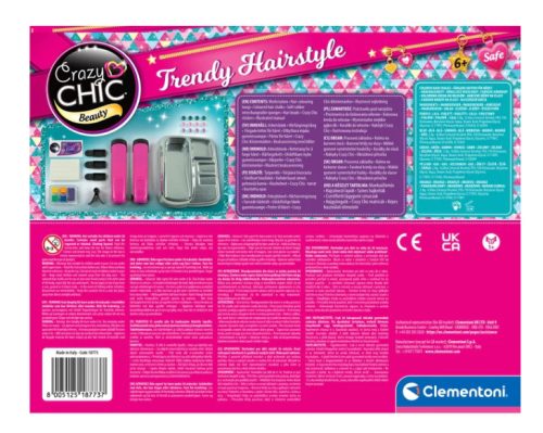 Crazy Chic hajfestő készlet: Őrült frizurák hajegyenesítővel és gyöngyökkel Clementoni 18773