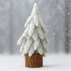 Dekoratív műfenyő hóval borított törzsön 30 x 10 cm