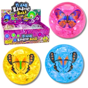   Rugalmas Gumi Pattogó Labda Konfetti Pillangó Világító Mix 9 cm