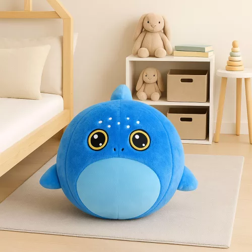 Növekvő plüss kék cápa ugrólabda pumpa 50 cm