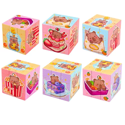 Kapibara Oktató Színes Logikai Kirakó Kocka 6x6 cm