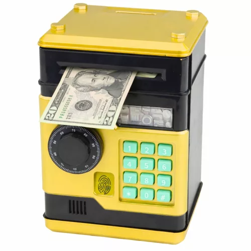 ATM elektronikus széf malacpersely fények PIN kód hangok arany