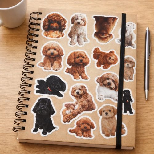 Dobozos és kutyás matricakészlet különféle motívumok díszítésére 54 db.