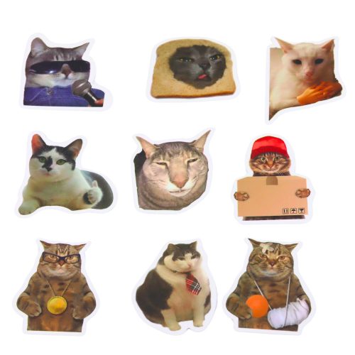 Macskák Matricák Szett Mémek Dekoratív Különböző Motívumok 50 db 7-8 cm