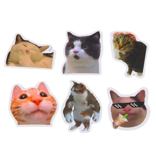 Macskák Matricák Szett Mémek Dekoratív Különböző Motívumok 50 db 7-8 cm