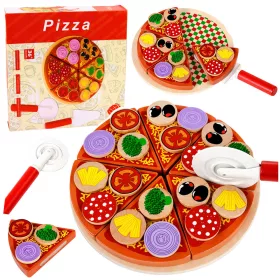  Fa pizza vágó készlet tépőzáras kerékkel és vágódeszkával
