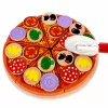 Fa pizza vágó készlet tépőzáras kerékkel és vágódeszkával