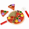Fa pizza vágó készlet tépőzáras kerékkel és vágódeszkával