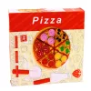 Fa pizza vágó készlet tépőzáras kerékkel és vágódeszkával