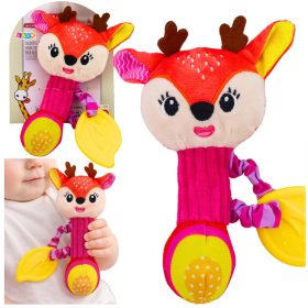   Plüss szarvas csörgő rágókával és nyikorgóval babáknak