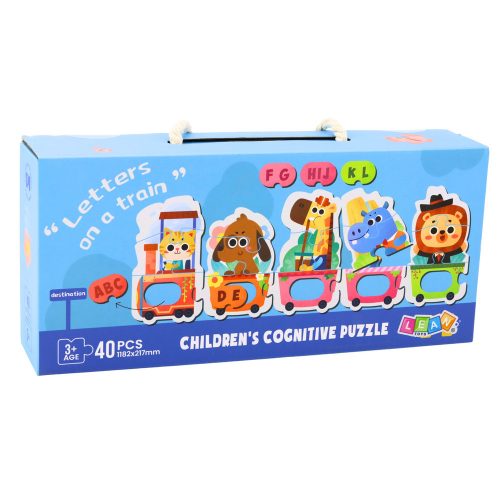 Oktató kirakó kisgyermekeknek Ábécés vonat állatokkal 40 darabos.