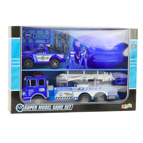 Nagy Rendőrautó Figurák Sisak Szett Gyerekeknek Kék