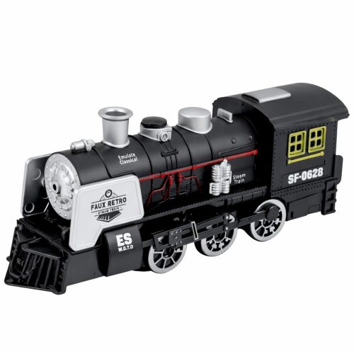 Klasszikus mozdony akadályérzékelő füstfények fekete hangok