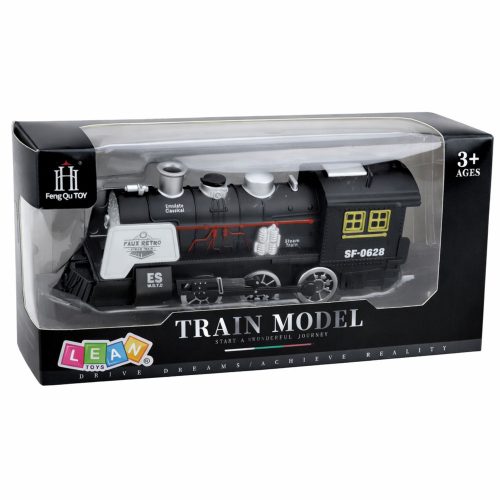 Klasszikus mozdony akadályérzékelő füstfények fekete hangok