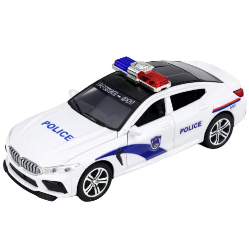 Rendőrautó nyitóajtók motoros fényei fehér hangokat adnak