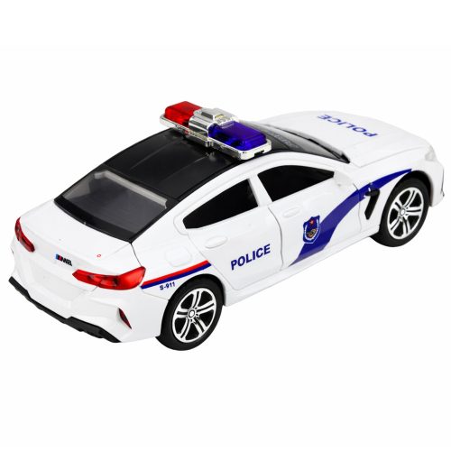 Rendőrautó nyitóajtók motoros fényei fehér hangokat adnak