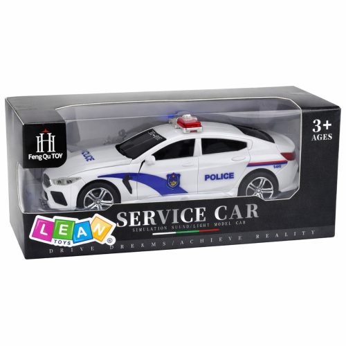 Rendőrautó nyitóajtók motoros fényei fehér hangokat adnak