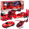Tűzoltó mentőkészlet, teherautó, vontató, autó, helikopter, fények, hangok