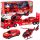 Tűzoltó mentőkészlet, teherautó, vontató, autó, helikopter, fények, hangok