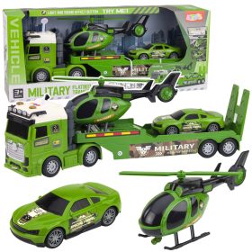   Katonai szett Katonai teherautó Vontató Autó Helikopter Fények Hang