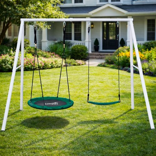 Kerti hinta, gólyafészek, 2 az 1-ben, fehér kerettel, 210 x 170 cm