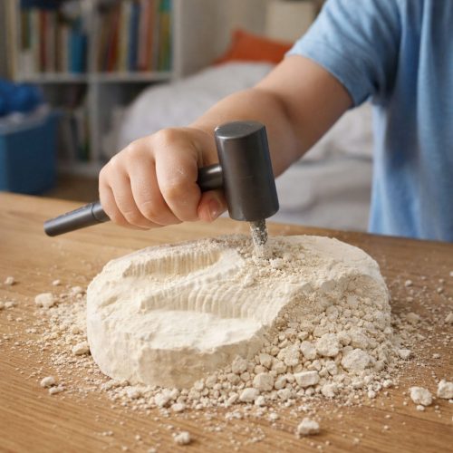 Régészeti ásatási készletkő dinoszaurusz figura eszközökkel