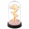 Örök Rózsa Üvegkupolában LED Kristályvilágítás 21,5 x 11 cm