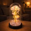 Örök Rózsa Üvegkupolában LED Kristályvilágítás 21,5 x 11 cm