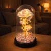 Örök Rózsa Üvegkupolában LED Kristályvilágítás 21,5 x 11 cm