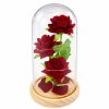 Örök Rózsák Üvegkupolában LED Világítás Piros 21,5 x 11 cm