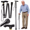Telescopic Folding Adjustable Aluminum Walking Stick for Seniors Black 85-95cm