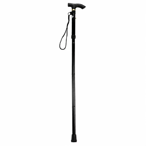 Telescopic Folding Adjustable Aluminum Walking Stick for Seniors Black 85-95cm