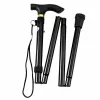 Telescopic Folding Adjustable Aluminum Walking Stick for Seniors Black 85-95cm