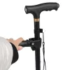 Adjustable Folding Walking Stick with LED Flashlight for Seniors, Black, 80-100 cm
