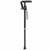 Adjustable Folding Walking Stick with LED Flashlight for Seniors, Black, 80-100 cm