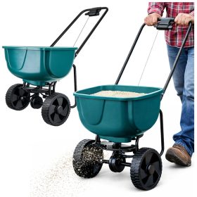 Vetőgép kerekeken fűmag trágyázásához sóhomokkal 27L