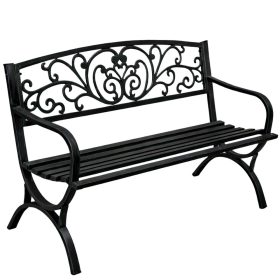   Kerti Pad Terasz Kerti Fém 2 Személyes Díszített Fekete 127 cm