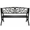 Kerti Pad Terasz Kerti Fém 2 Személyes Díszített Fekete 127 cm