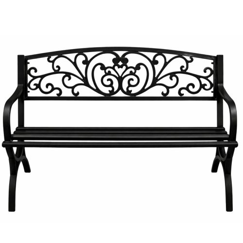 Kerti Pad Terasz Kerti Fém 2 Személyes Díszített Fekete 127 cm