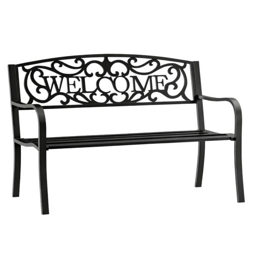 WELCOME Kerti Pad Terasz Kerti Fém 3 Személyes Fekete 127 cm