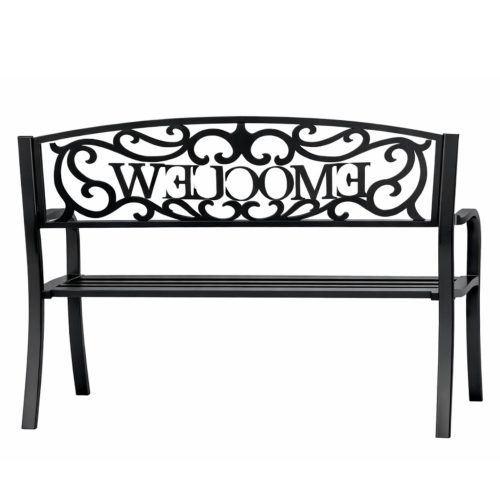 WELCOME Kerti Pad Terasz Kerti Fém 3 Személyes Fekete 127 cm