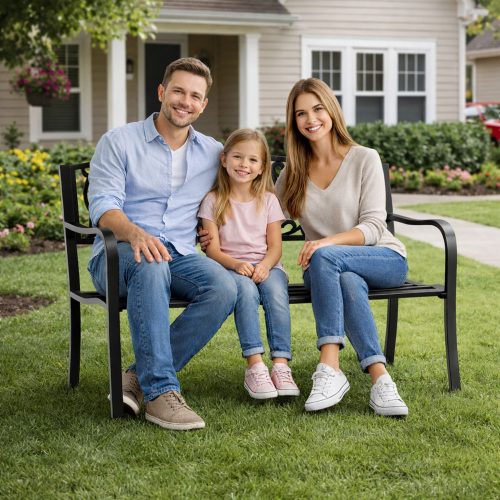 Kerti Pad Terasz Kerti Fém 3 Személyes Díszített Fekete 127x60x89 cm