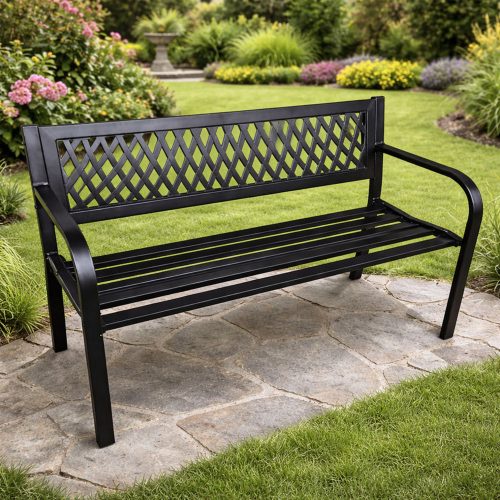 Kerti Pad, Park, Terasz, Kerti, Fém, Kétszemélyes, Fekete, 120 cm