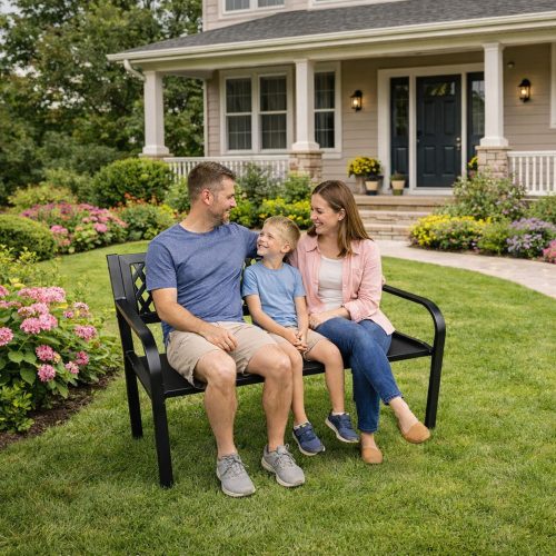 Kerti Pad, Park, Terasz, Kerti, Fém, Kétszemélyes, Fekete, 120 cm