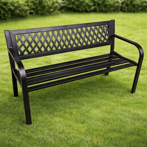 Kerti Pad, Park, Terasz, Kerti, Fém, Kétszemélyes, Fekete, 120 cm