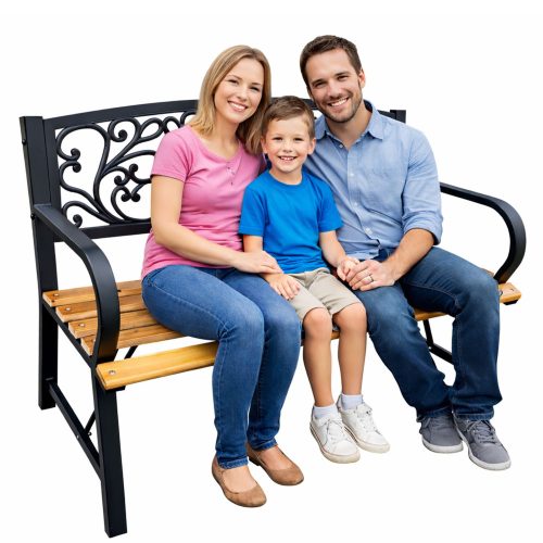 Kerti Pad, Parki Terasz, Kerti Fém, Fa, 2 Személyes, 118 cm